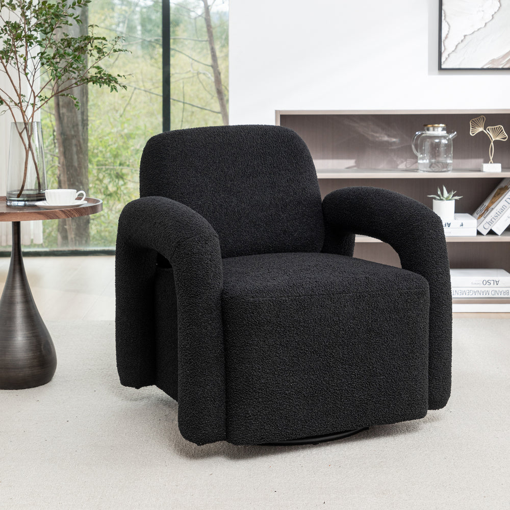 SEYNAR Modern Glam Teddy Upolstered 360 Degree Swivel Accent Arm Chair Image 2