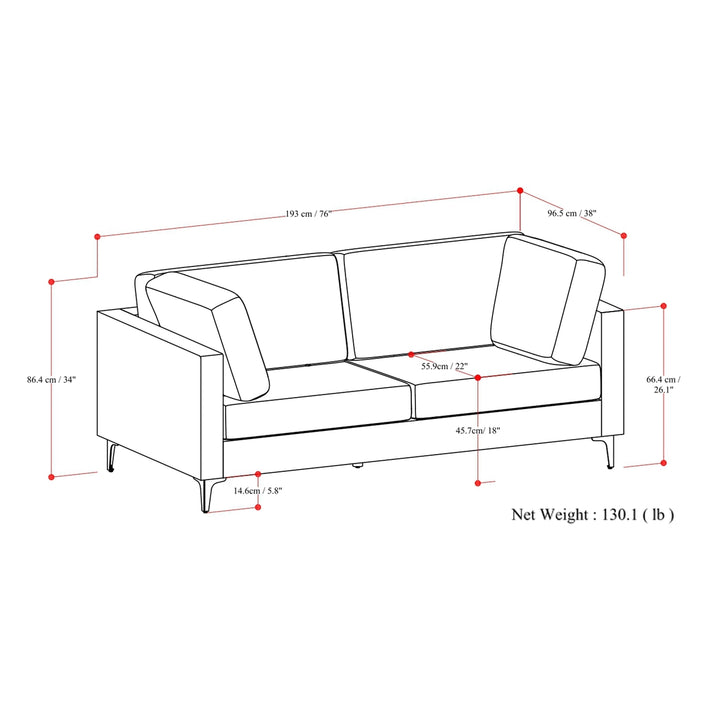 Ava 76 inch Mid Century Sofa Image 11