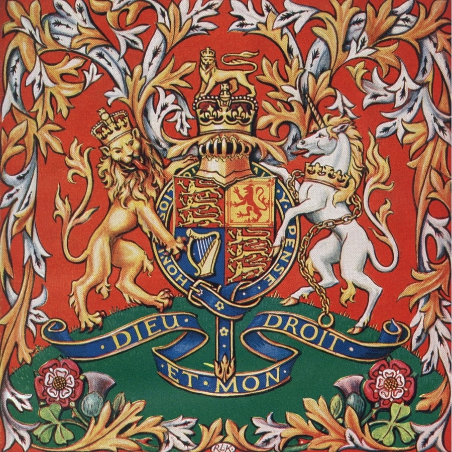 The Royal Coat Of Arms Of The United Kingdom. From Their Gracious Majesties King George Vi And Queen Elizabeth Published Image 1