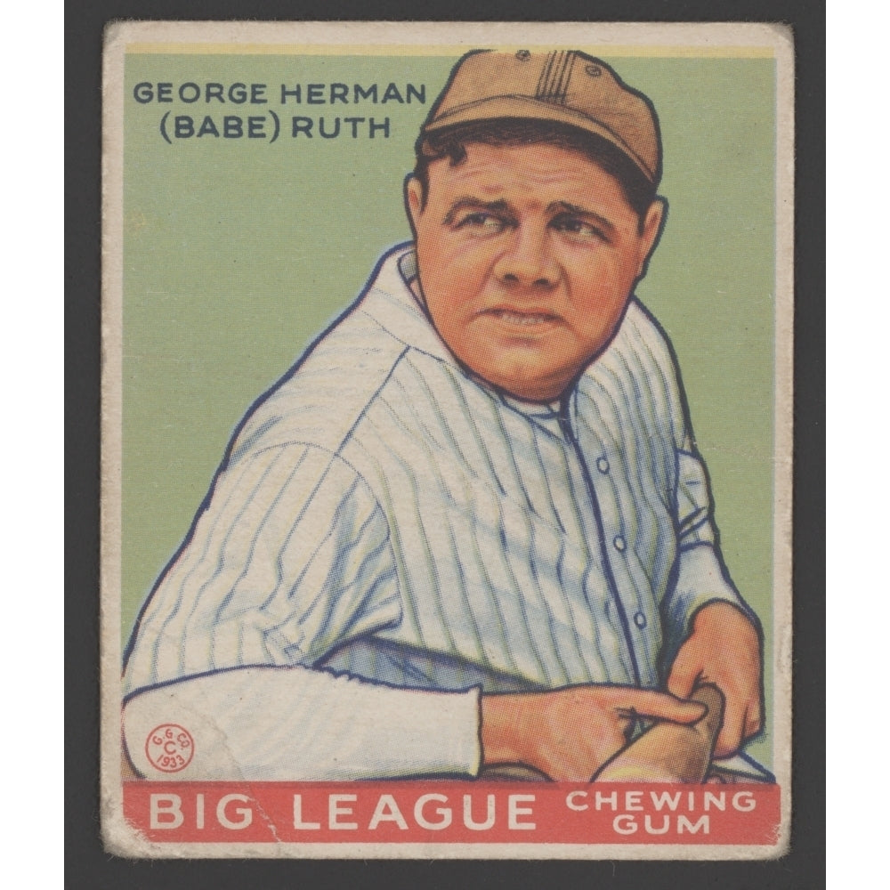 Babe Ruth 1933 Baseball Card By Big League Chewing Gum. History Image 2