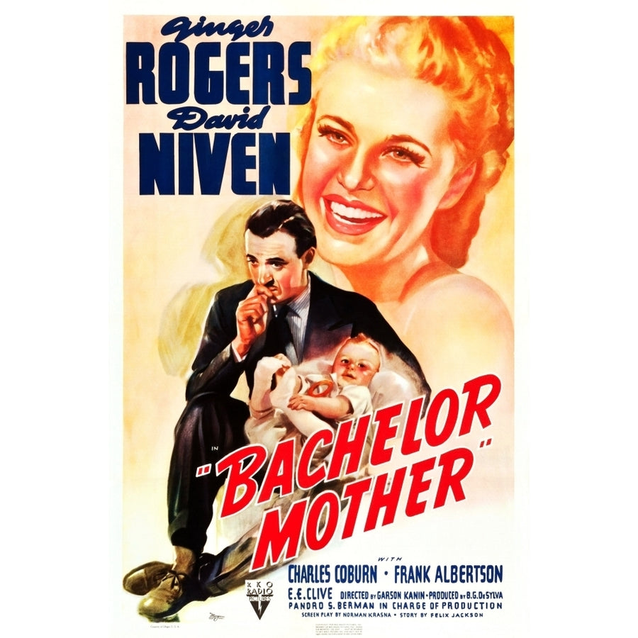 Bachelor Mother Us Poster Art From Left: David Niven Ginger Rogers 1939 Movie Poster Masterprint Image 1