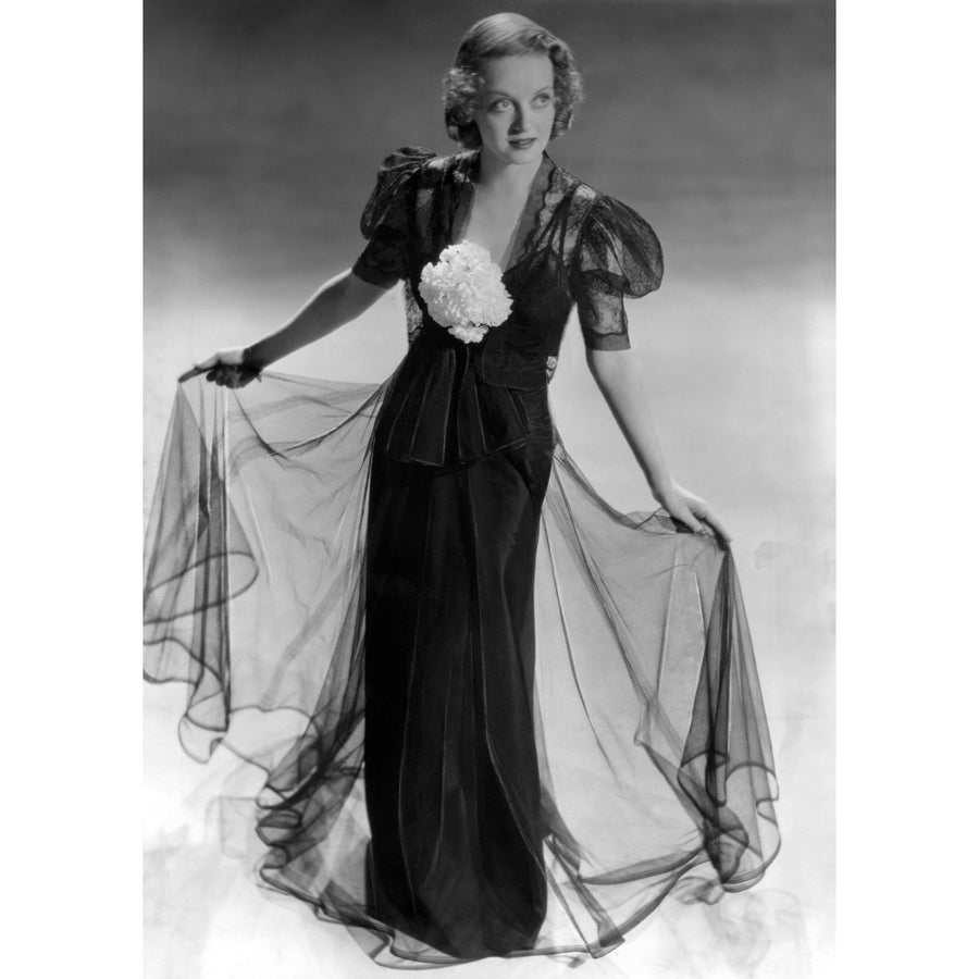 Bette Davis Wearing Black Taffeta Gown With Black Lace Bolero Jacket Ca. 1937 Photo Print Image 1