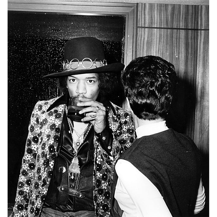 Jimi Hendrix drinking backstage Photo Print Image 1