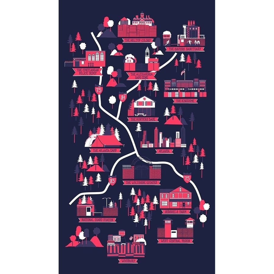 The Walking Dead Map Poster Print by Robert Farkas Image 1