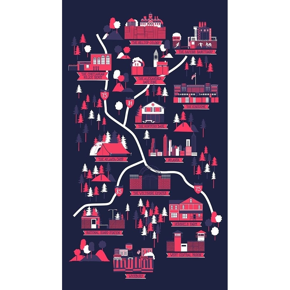 The Walking Dead Map Poster Print by Robert Farkas Image 2