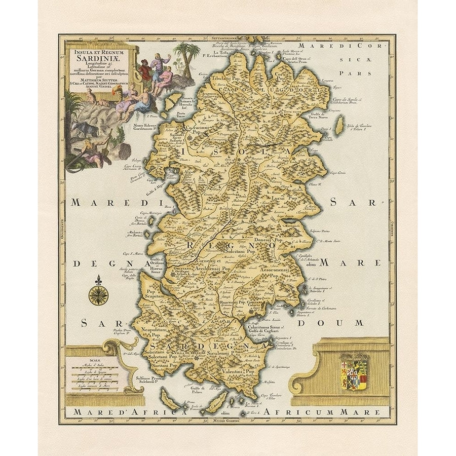 Ancient map Sardinia Island Poster Print by anonymous Image 1