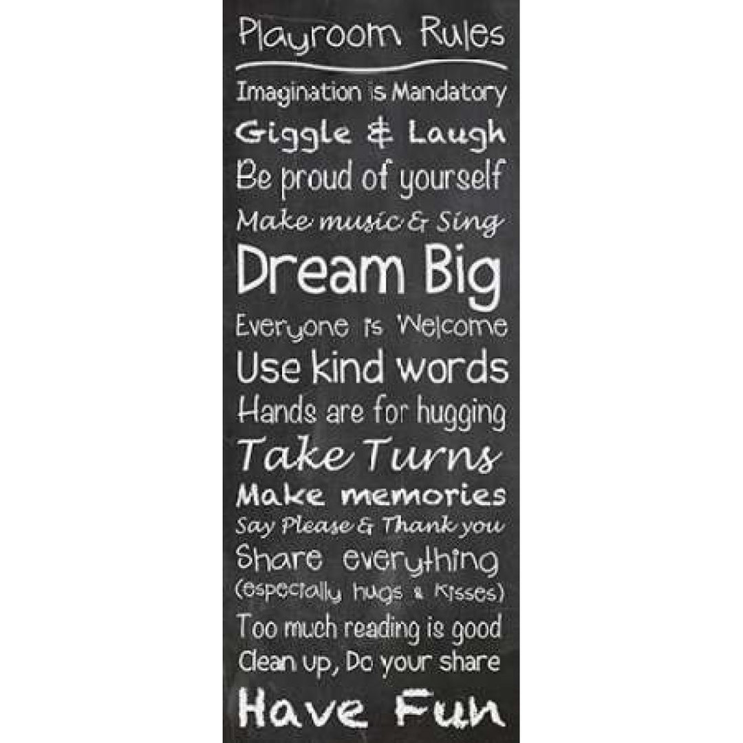 Playroom Rules Chalkwhite Poster Print by Lauren Gibbons Image 1