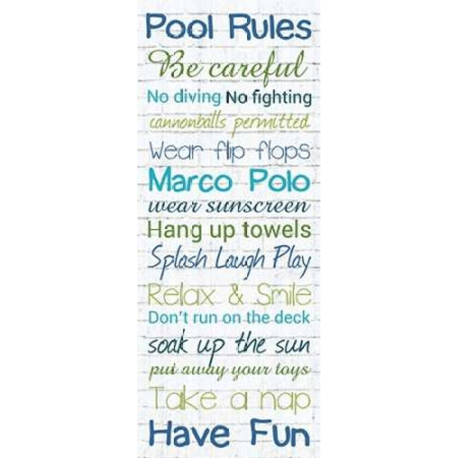 Pool Rules White Wash 3 Poster Print by Lauren Gibbons Image 1