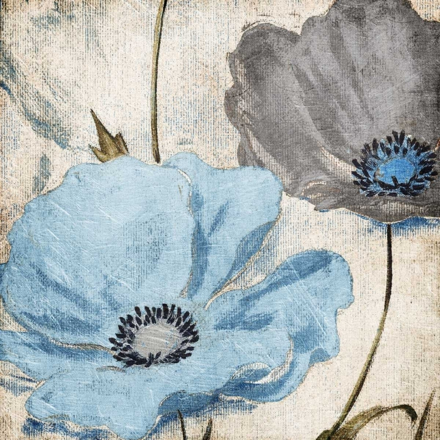 Soft Floral Blue Gray Poster Print by Jace Grey Image 1