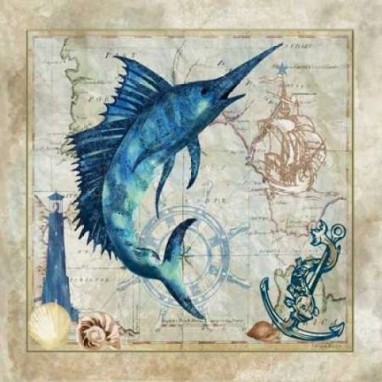 Nautical Swordfish Poster Print by Jill Meyer Image 1