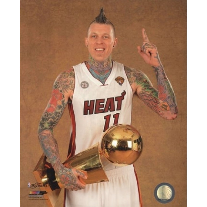 Chris Andersen with the NBA Championship Trophy Game 7 of the 2013 NBA Finals Sports Photo Image 1