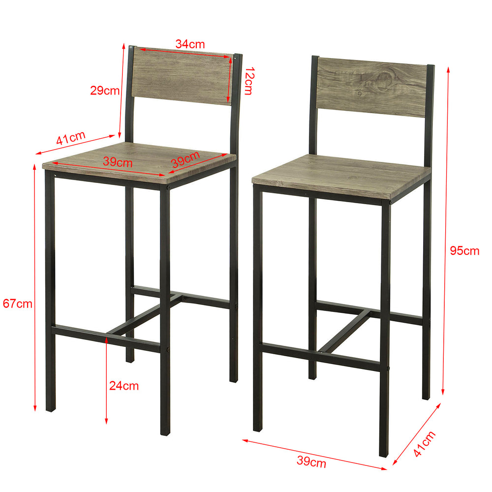 Haotian FST53X2, Bar Stool Set with Backrest Counter Chairs with Footrest (Set of 2) Image 2