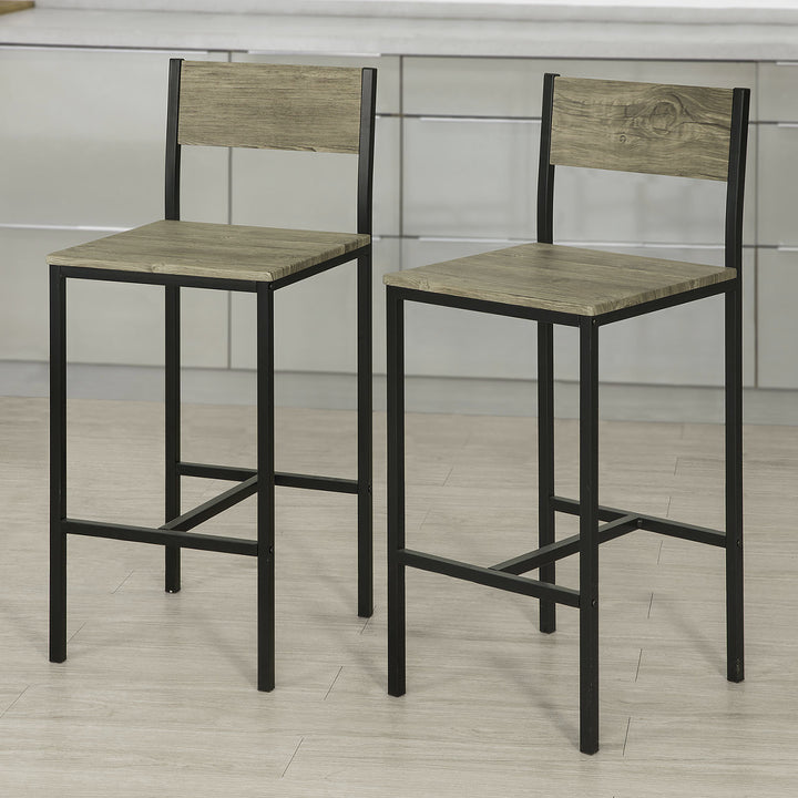 Haotian FST53X2, Bar Stool Set with Backrest Counter Chairs with Footrest (Set of 2) Image 6