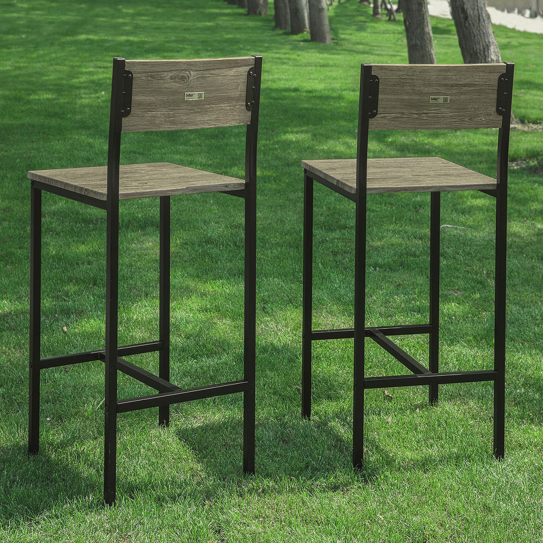 Haotian FST53X2, Bar Stool Set with Backrest Counter Chairs with Footrest (Set of 2) Image 7