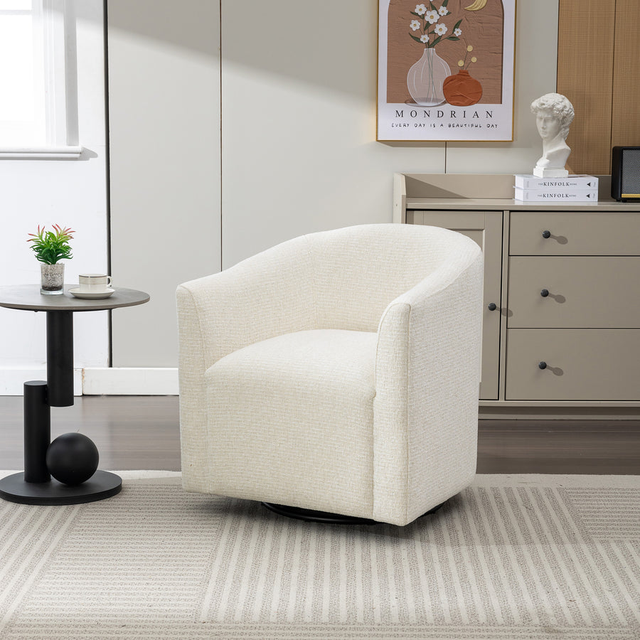 SEYNAR Mid-Century Modern Linen Upholstered 360 Degree Swiel Accent Barrel Chair for Living Room Image 1