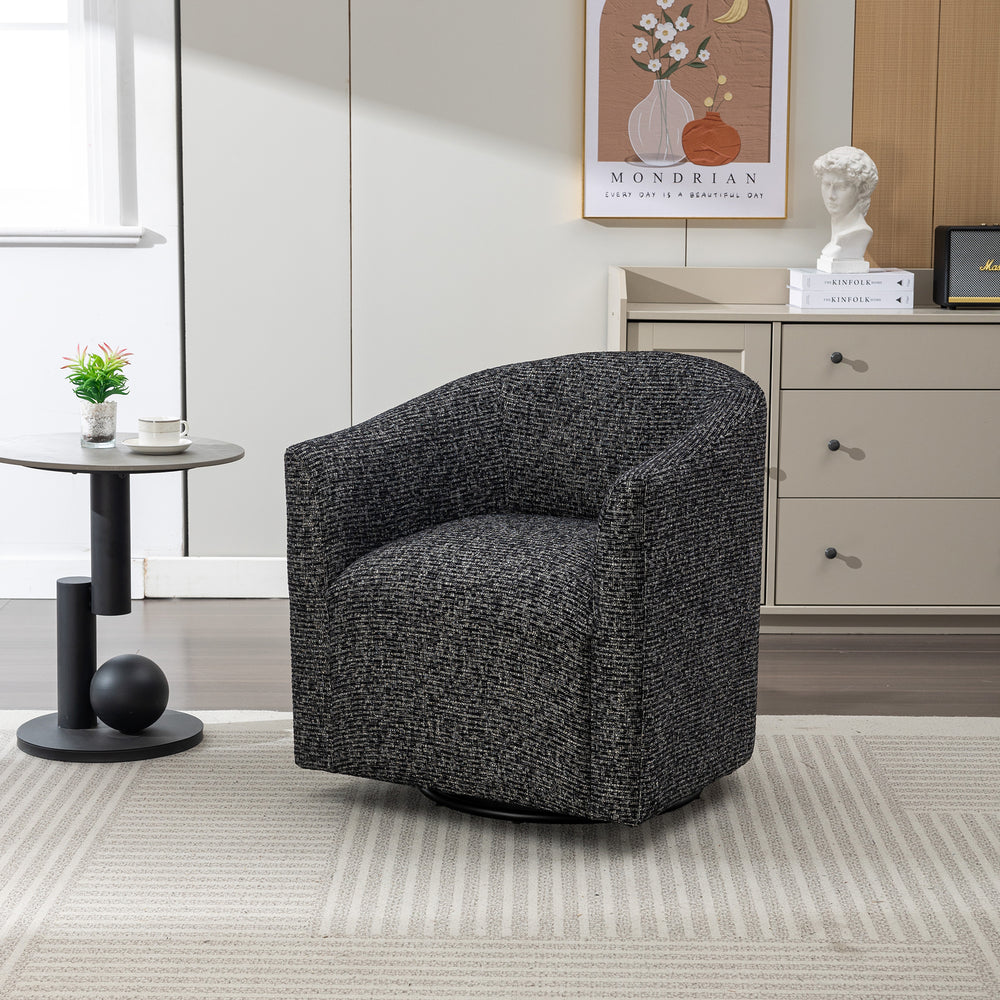 SEYNAR Mid-Century Modern Linen Upholstered 360 Degree Swiel Accent Barrel Chair for Living Room Image 2