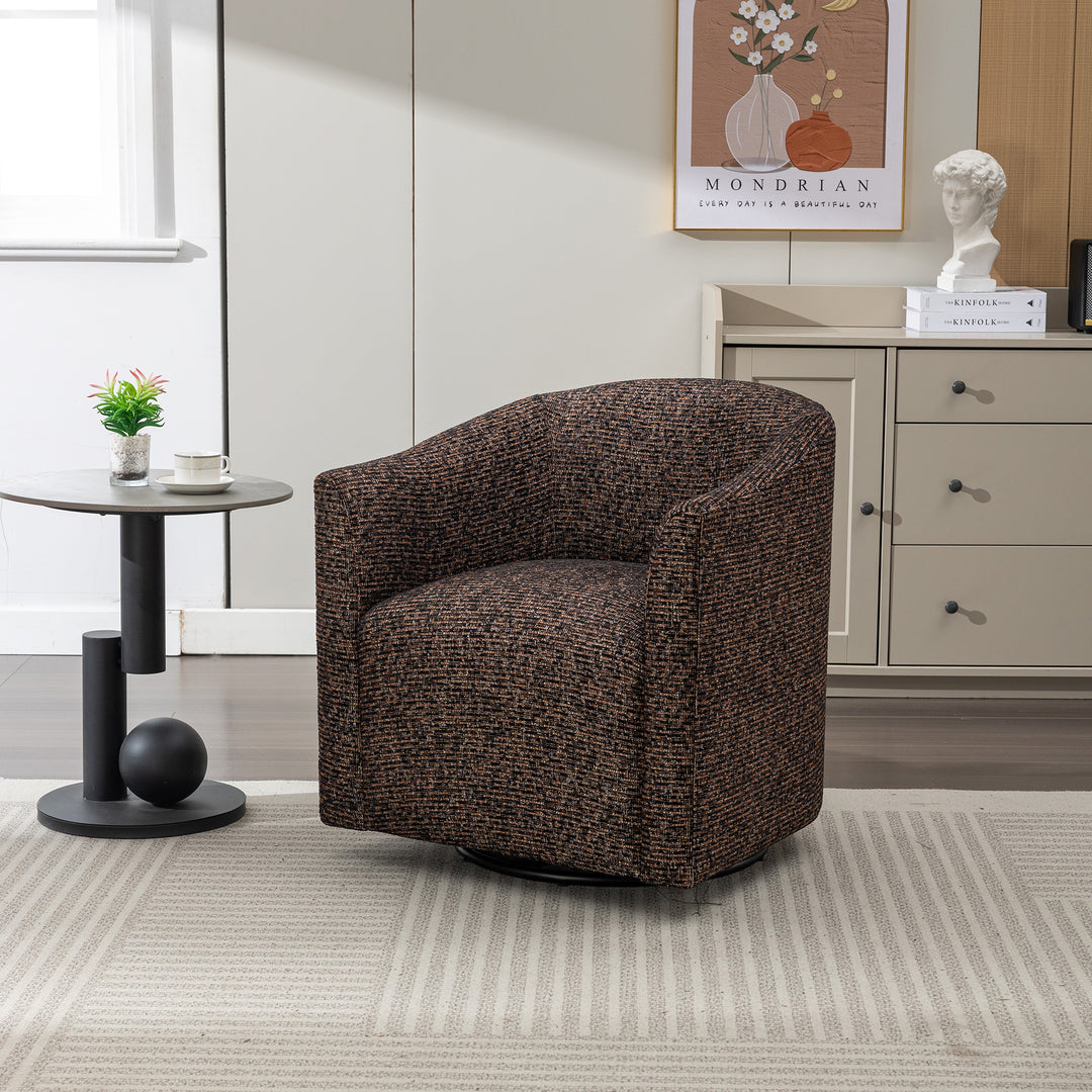 SEYNAR Mid-Century Modern Linen Upholstered 360 Degree Swiel Accent Barrel Chair for Living Room Image 3