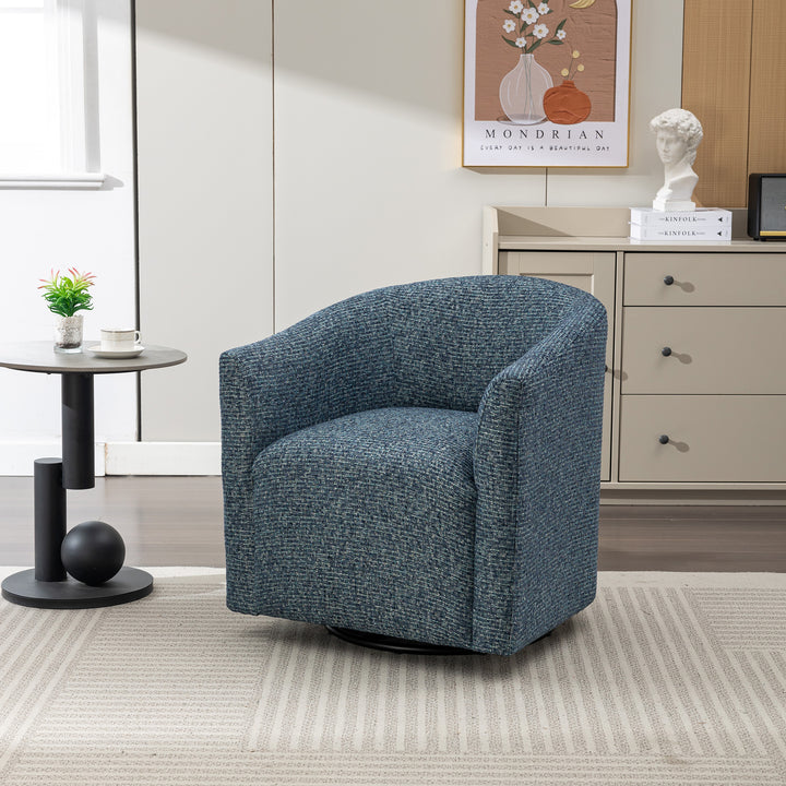 SEYNAR Mid-Century Modern Linen Upholstered 360 Degree Swiel Accent Barrel Chair for Living Room Image 4