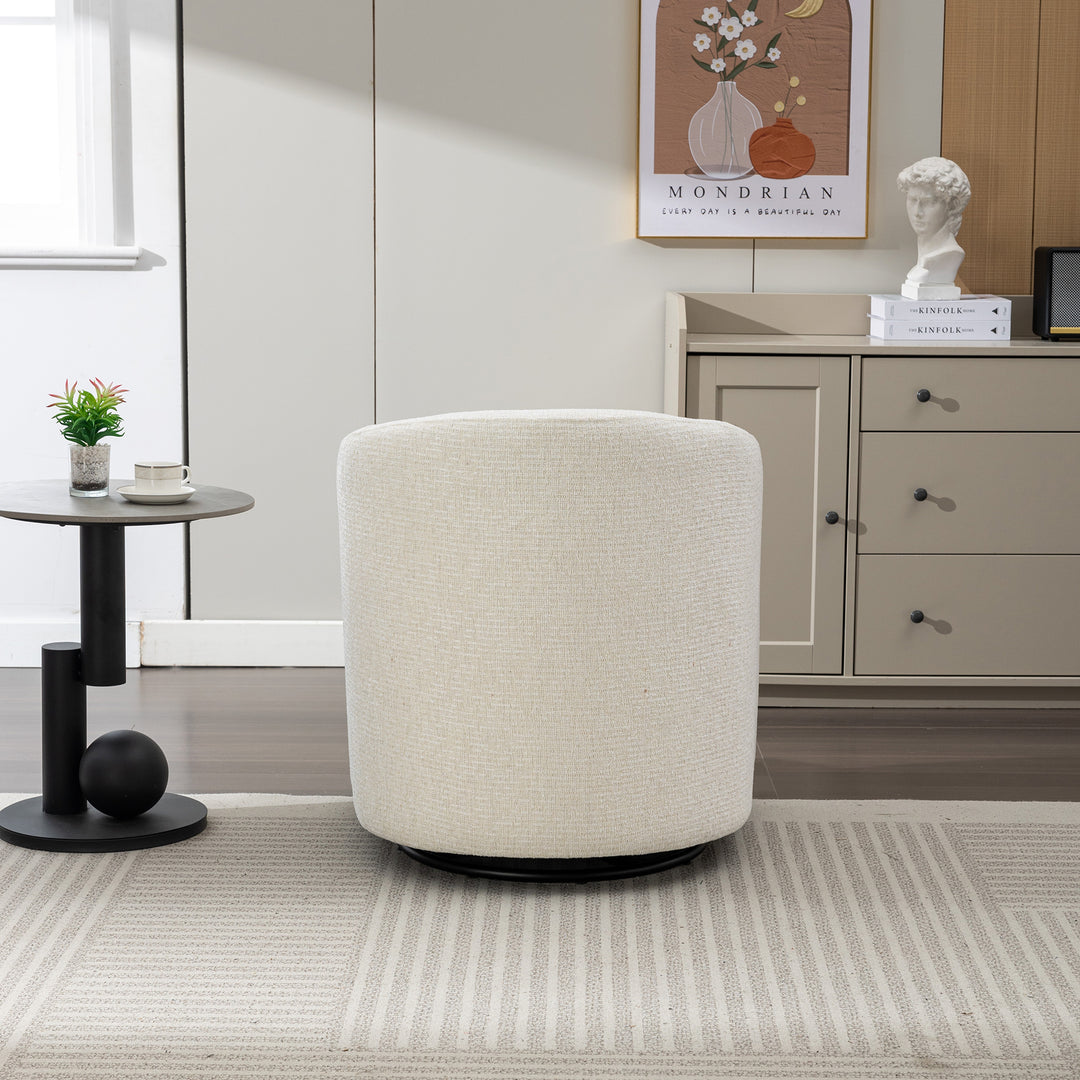 SEYNAR Mid-Century Modern Linen Upholstered 360 Degree Swiel Accent Barrel Chair for Living Room Image 7