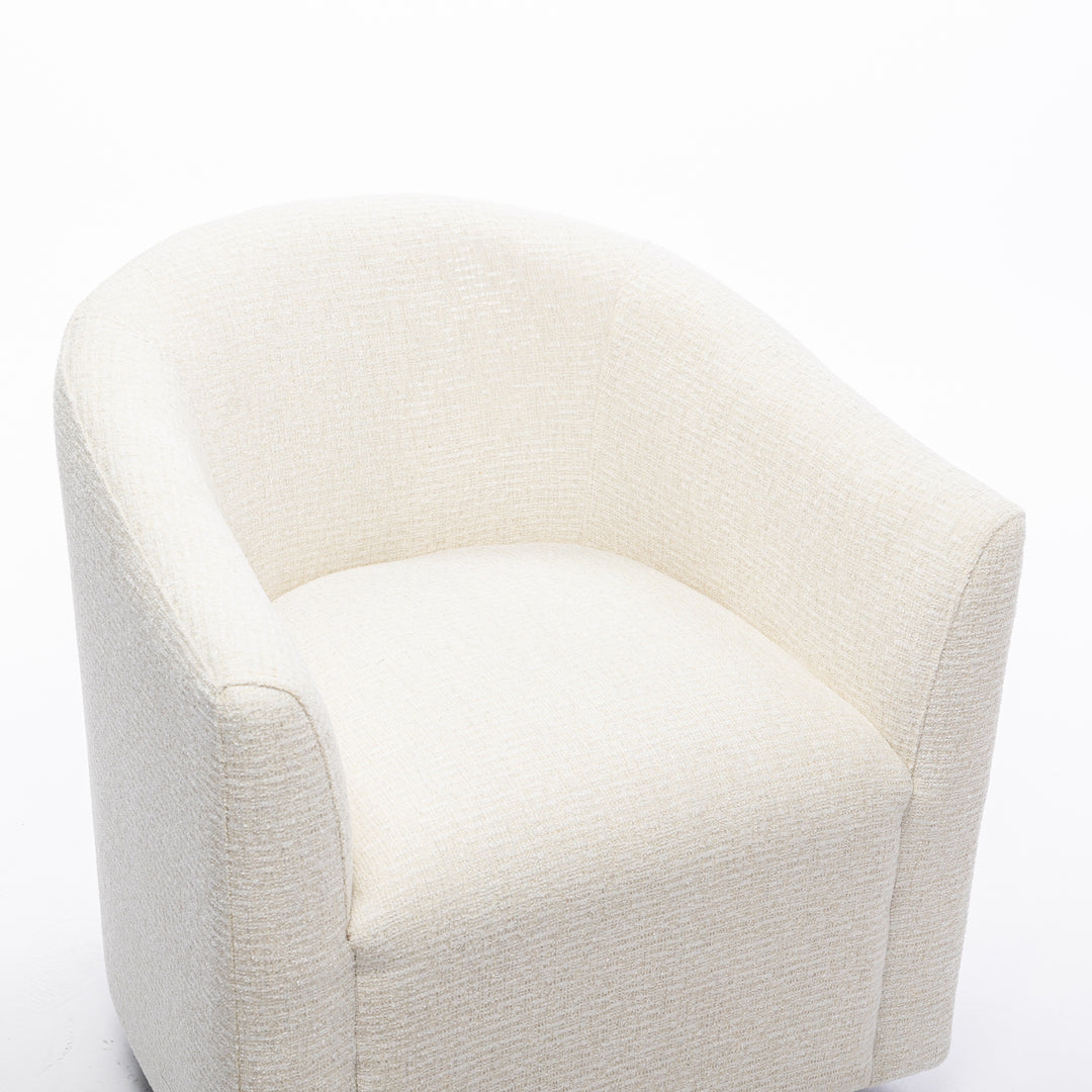 SEYNAR Mid-Century Modern Linen Upholstered 360 Degree Swiel Accent Barrel Chair for Living Room Image 8