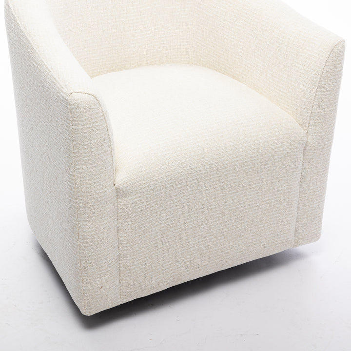 SEYNAR Mid-Century Modern Linen Upholstered 360 Degree Swiel Accent Barrel Chair for Living Room Image 9