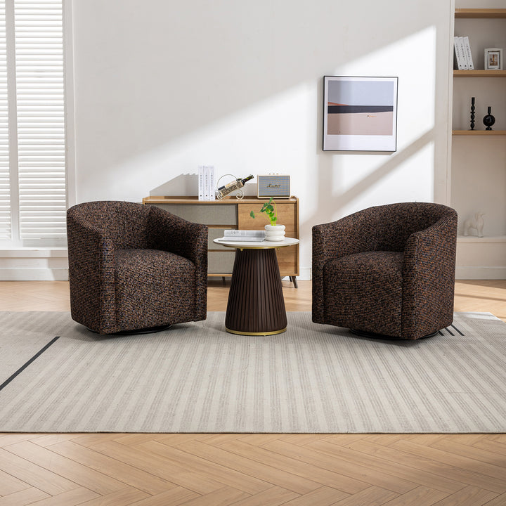 SEYNAR Mid-Century Modern Linen Upholstered 360 Degree Swiel Accent Barrel Chair Set of 2 for Living Room Image 3