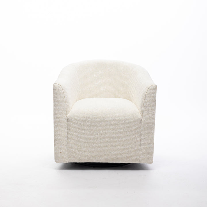 SEYNAR Mid-Century Modern Linen Upholstered 360 Degree Swiel Accent Barrel Chair Set of 2 for Living Room Image 5