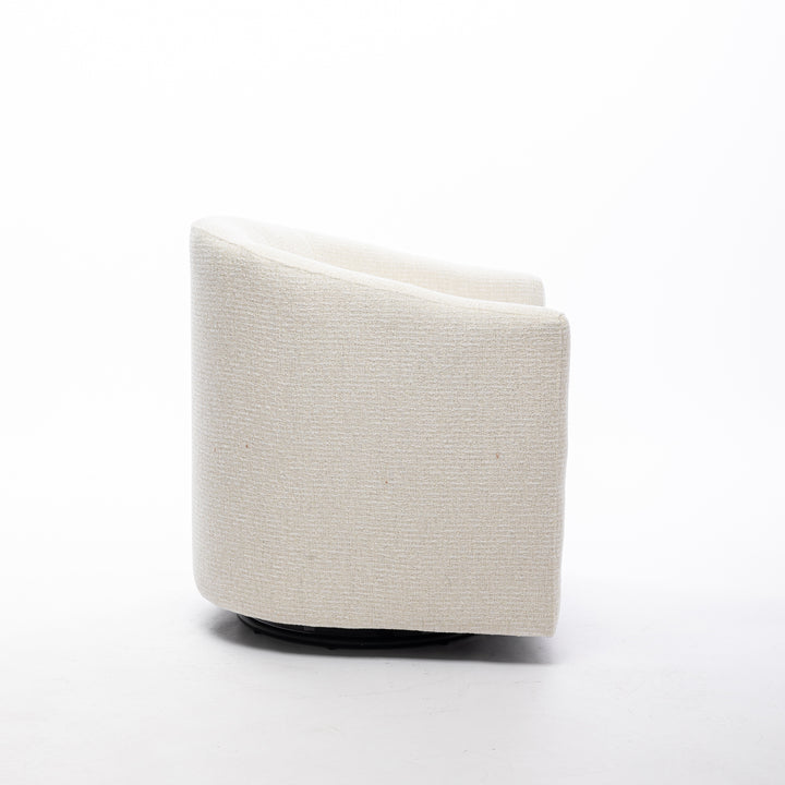 SEYNAR Mid-Century Modern Linen Upholstered 360 Degree Swiel Accent Barrel Chair Set of 2 for Living Room Image 6