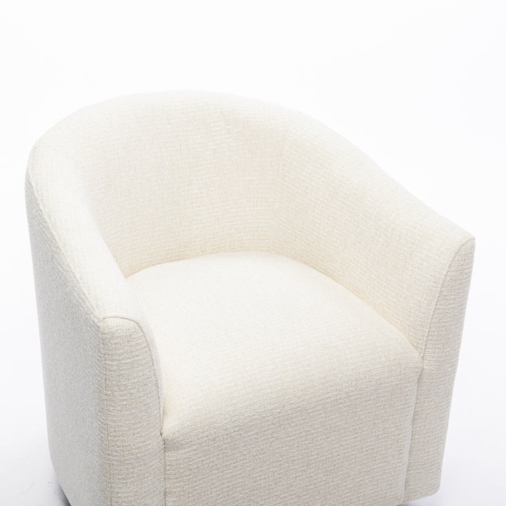 SEYNAR Mid-Century Modern Linen Upholstered 360 Degree Swiel Accent Barrel Chair Set of 2 for Living Room Image 8