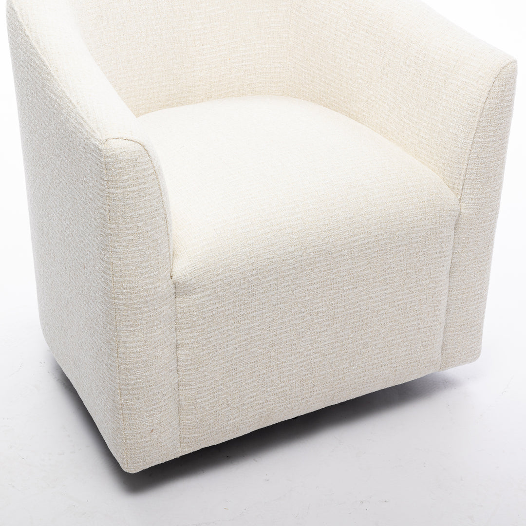 SEYNAR Mid-Century Modern Linen Upholstered 360 Degree Swiel Accent Barrel Chair Set of 2 for Living Room Image 9