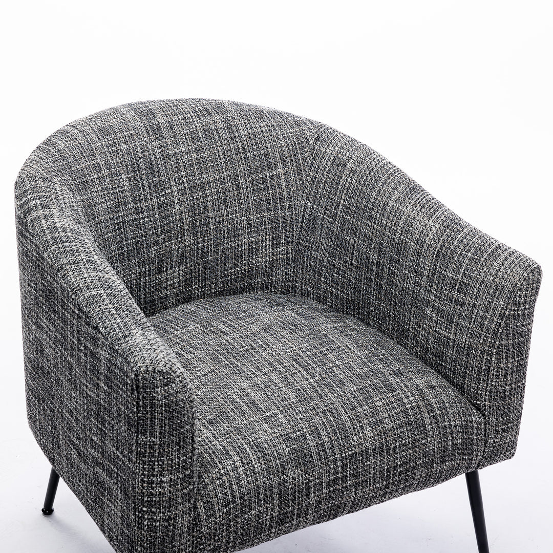 SEYNAR Mid-Century Modern Linen Round Ring Accent Armchair with Black Legs Image 7