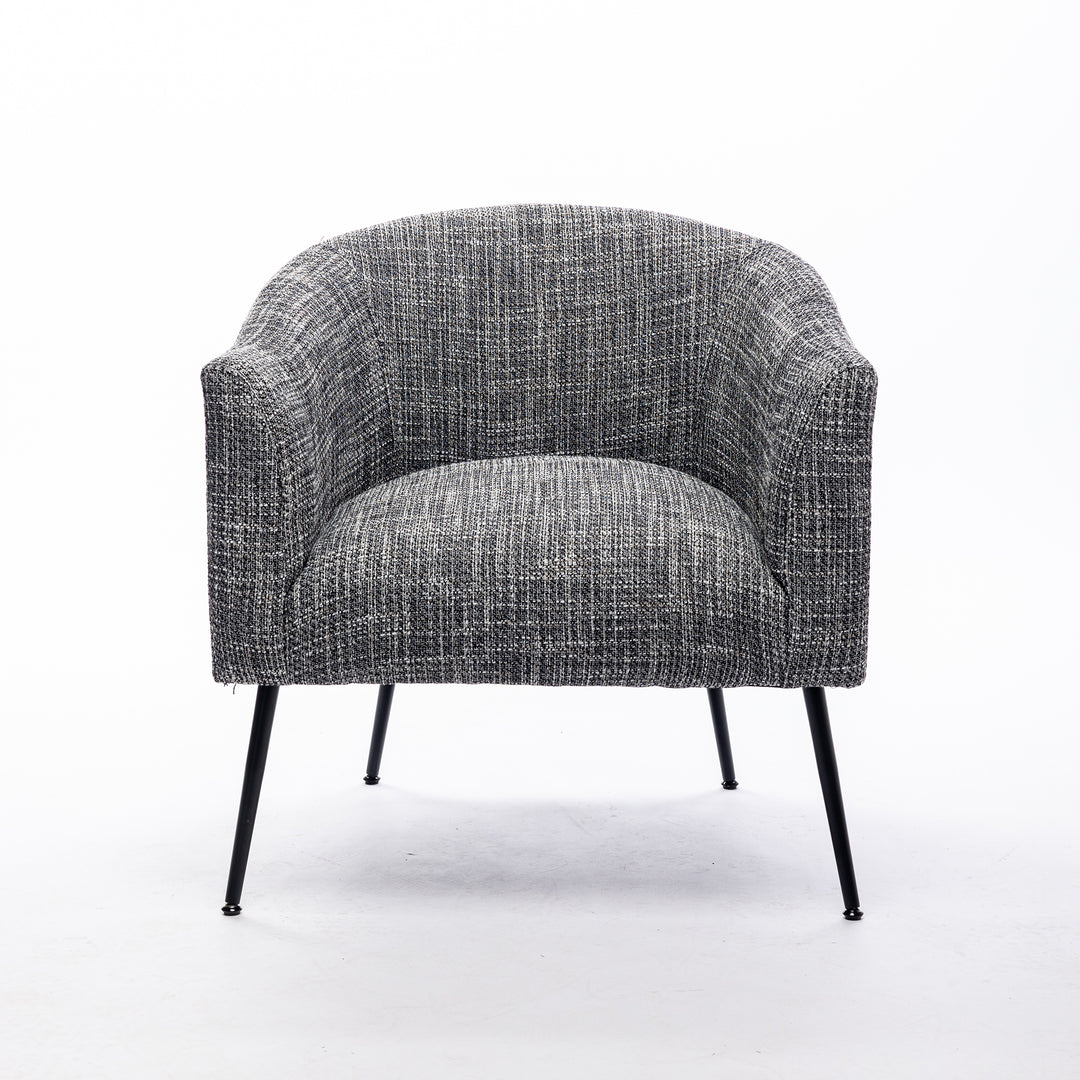 SEYNAR Mid-Century Modern Linen Round Ring Accent Armchair with Black Legs Set of 2 Image 6