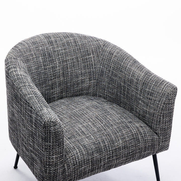 SEYNAR Mid-Century Modern Linen Round Ring Accent Armchair with Black Legs Set of 2 Image 8