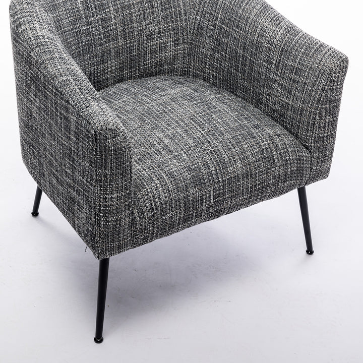 SEYNAR Mid-Century Modern Linen Round Ring Accent Armchair with Black Legs Set of 2 Image 9