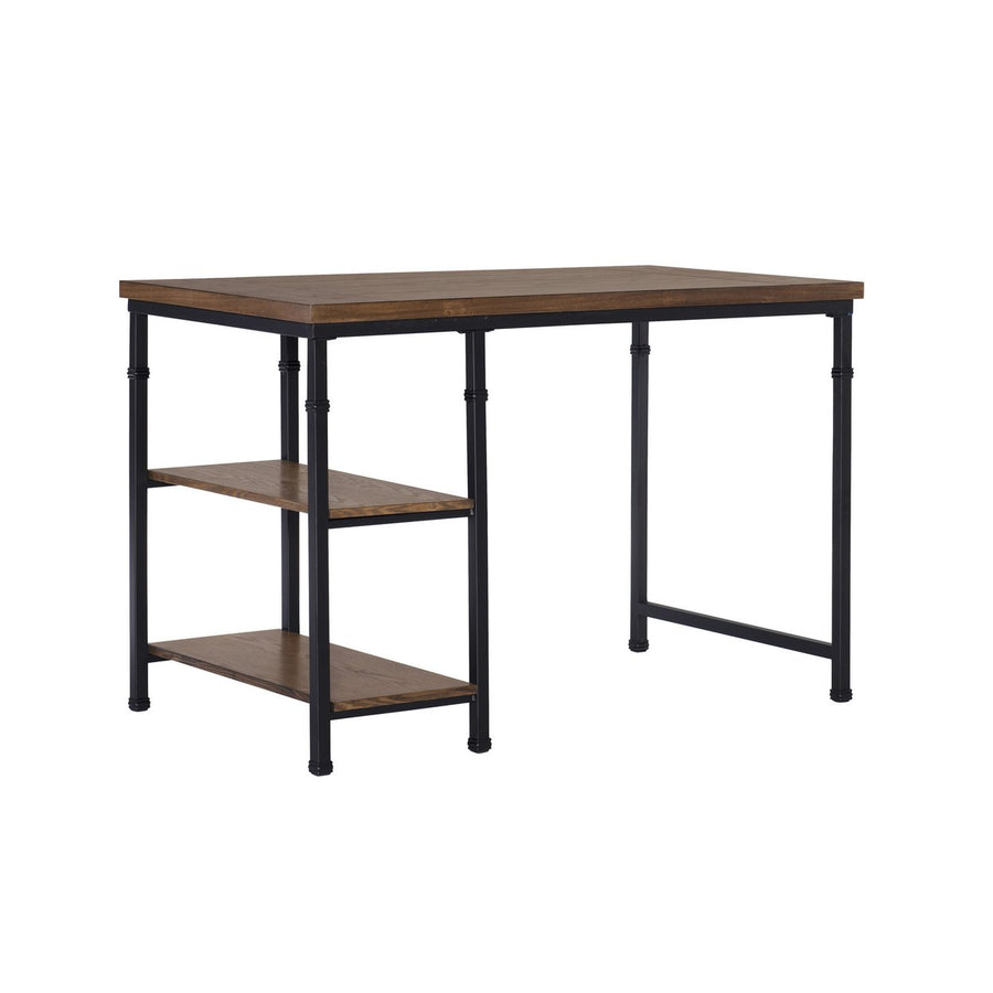 Austin Brown Ash Veneer Two-Shelf Desk Image 1