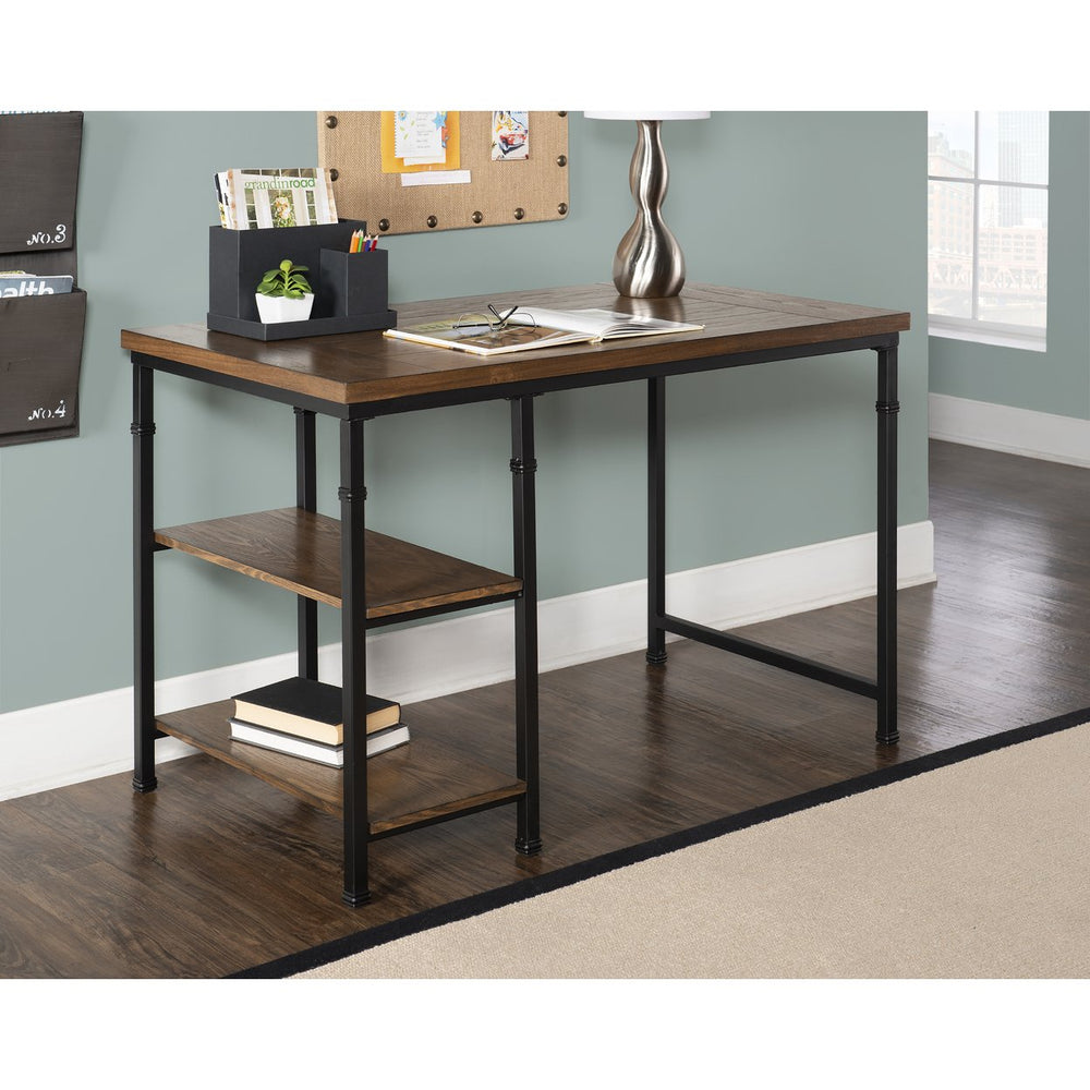 Austin Brown Ash Veneer Two-Shelf Desk Image 2
