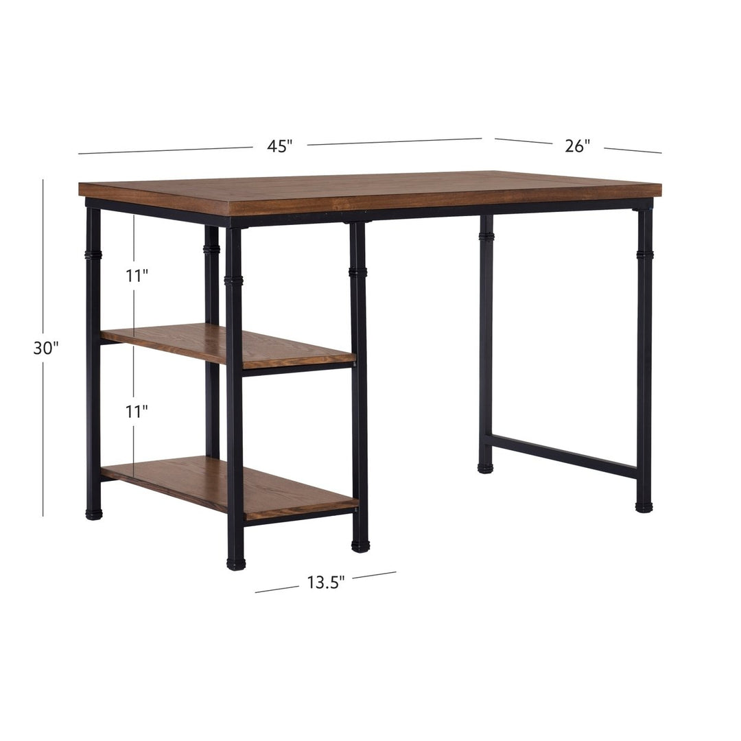 Austin Brown Ash Veneer Two-Shelf Desk Image 3