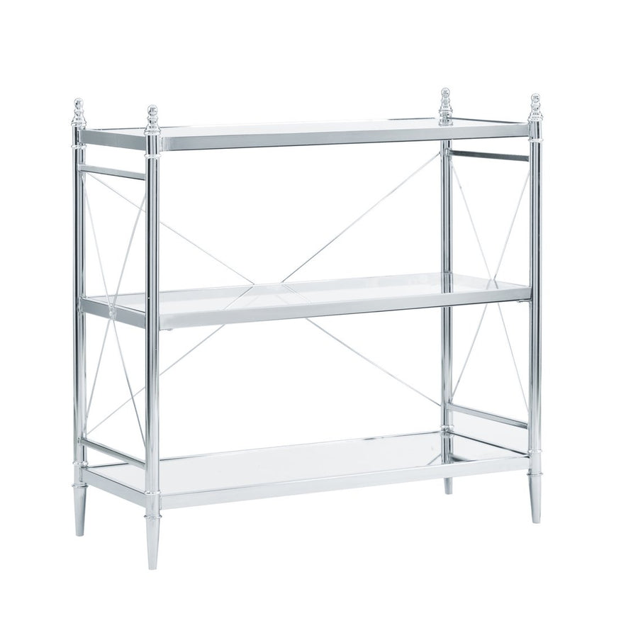 Pinnacle Chrome/Glass 3-Tiered Shelf Console Table Image 1