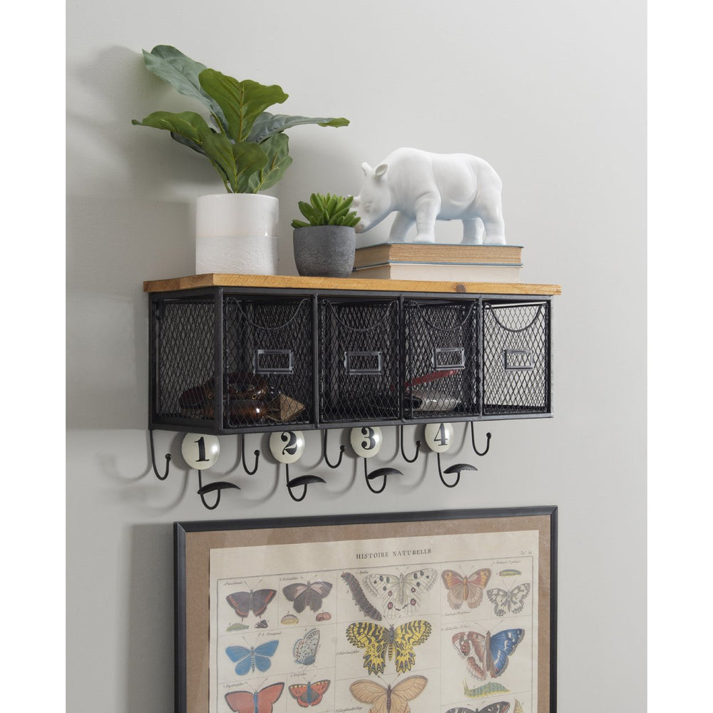 Wall Steel/Wood Organizer with 4 Slots Image 2