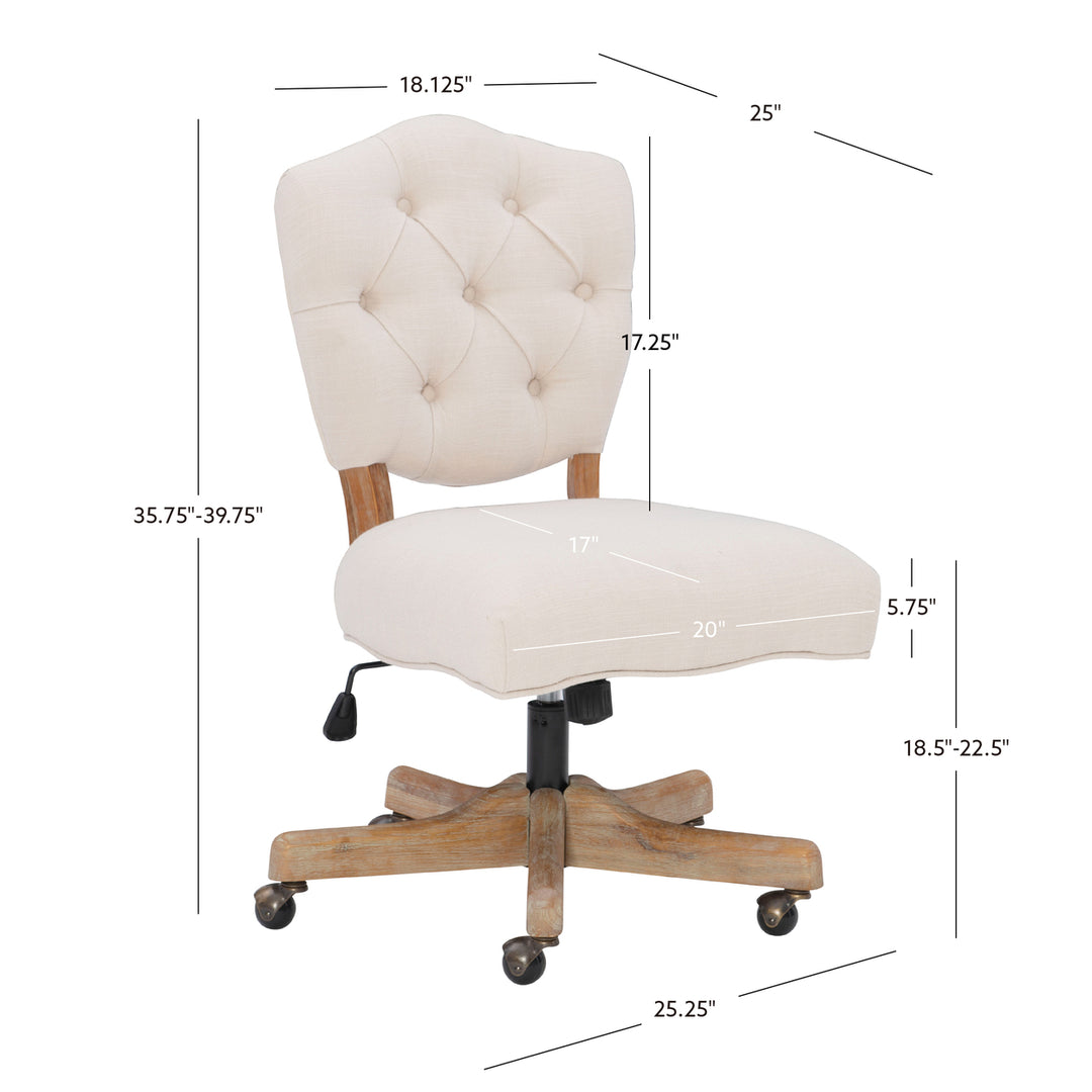 Kelsey Beige Upholstered Office Chair Image 3