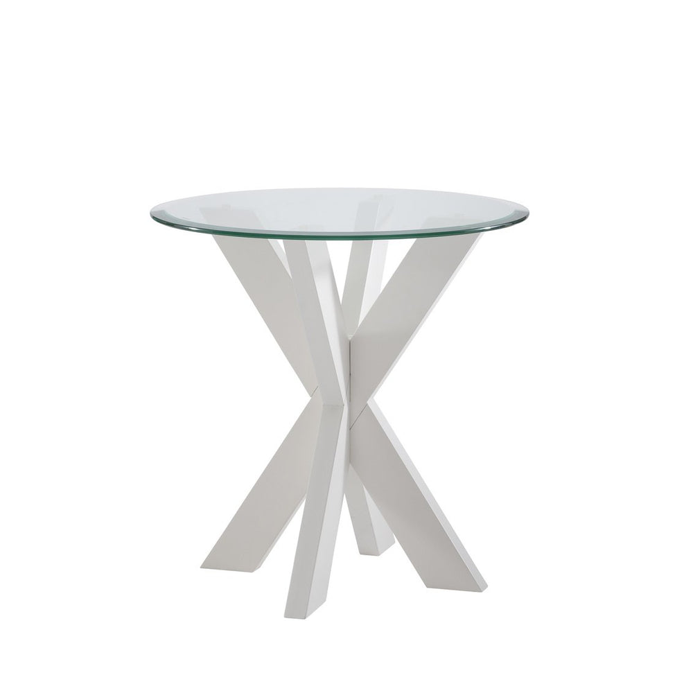 Adleer Acacia X base Side Table with Glass Top Image 2