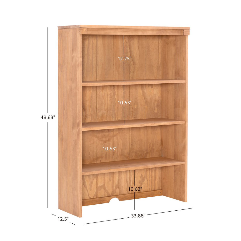 Victor Rustic Honey Pine Wood 3 Shelf Bookcase with Hutch Image 2