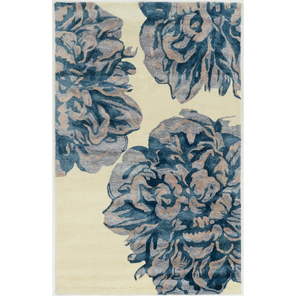 Aspire Wool Floral Ivory and Navy 8X11 Image 2