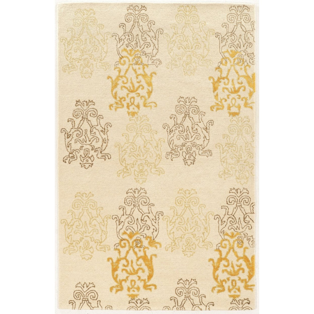 Aspire Wool Damask Ivory and Gold 8X11 Image 2