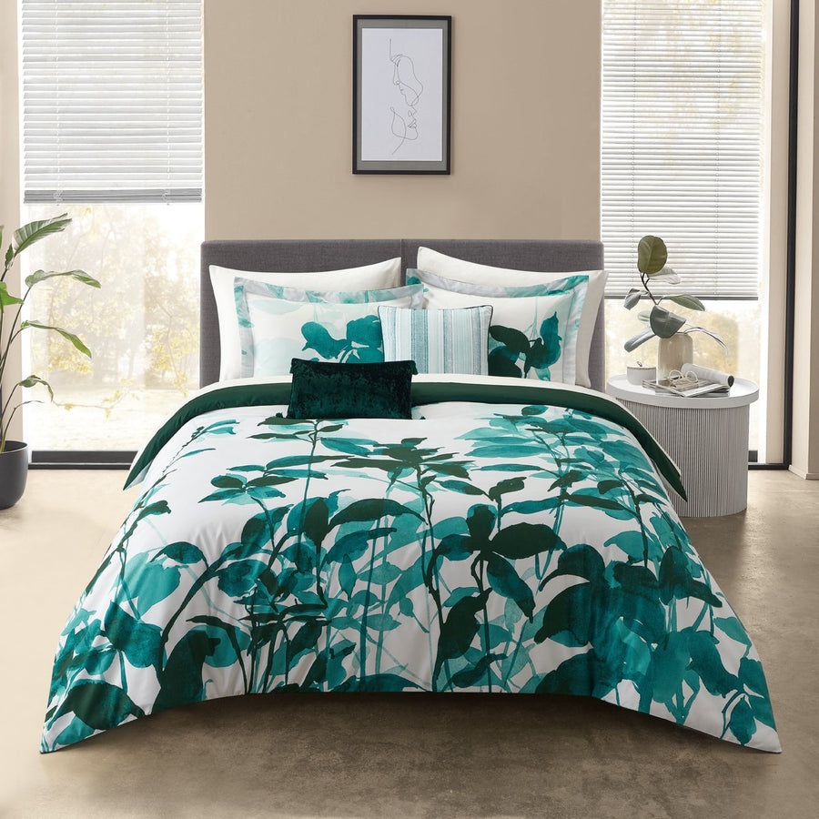 Ivie 5 Piece Comforter Set, Watercolor Floral Pattern Print, Includes Matching Pillow Shams Image 1