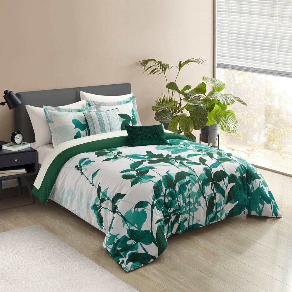 Ivie 5 Piece Comforter Set, Watercolor Floral Pattern Print, Includes Matching Pillow Shams Image 2