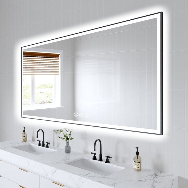 Apex-Noir 84"x40" Framed LED Lighted Bathroom Mirror Image 12