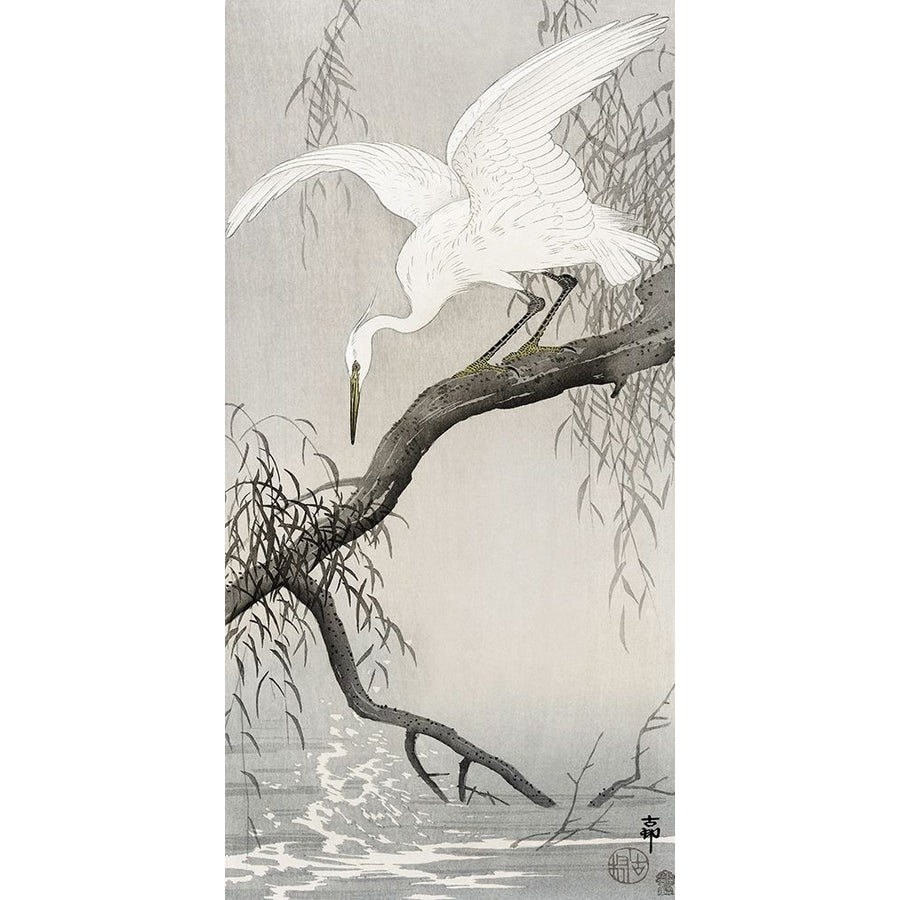 White heron on tree branch Poster Print by Ohara Koson-VARPDX2JP5033 Image 1