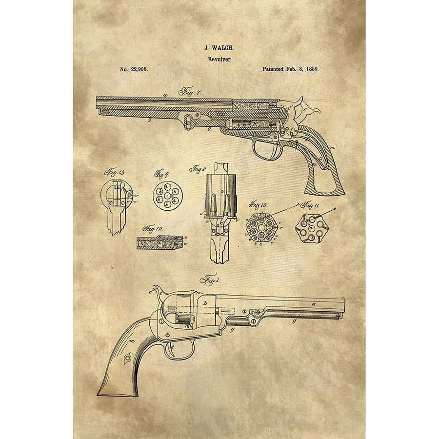 Revolver Blueprint Industrial Farmhouse Poster Print - Tina Lavoie-VARPDXTINLAV191862 Image 1