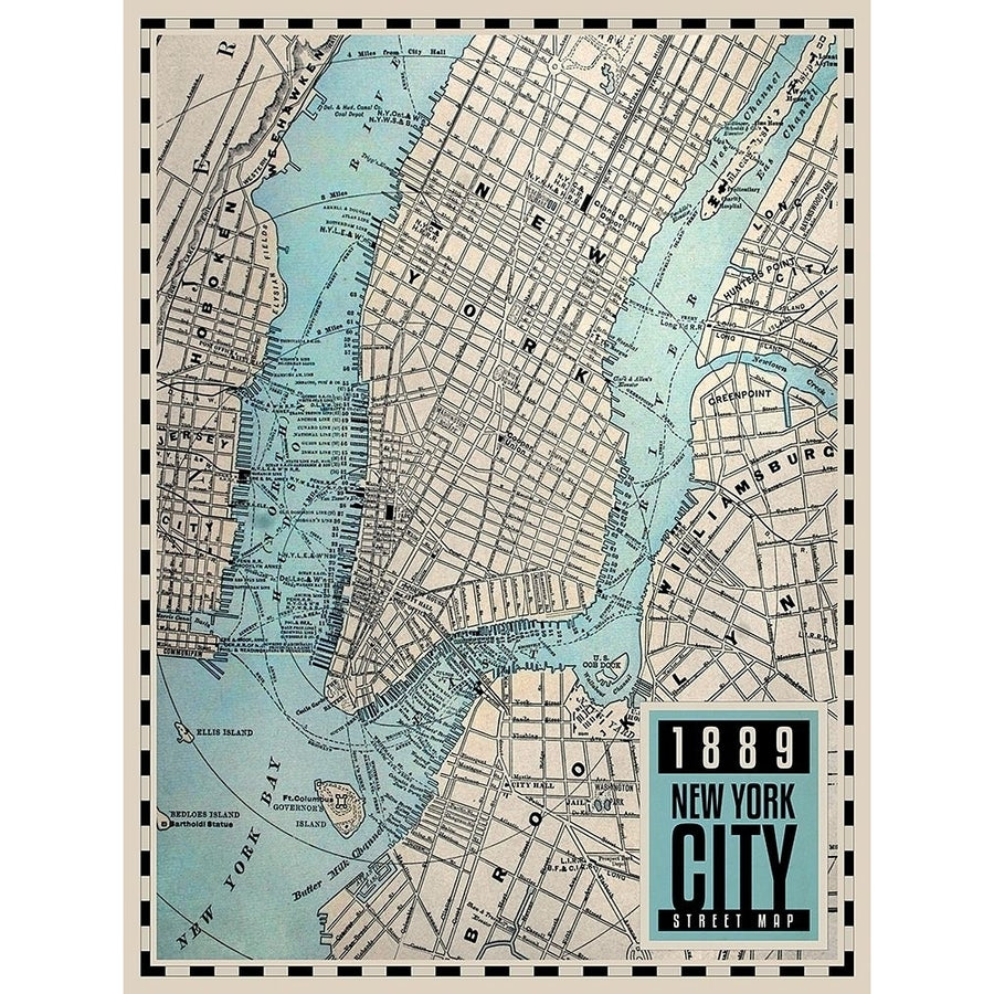 -York City Map 1889 Poster Print by BRAUN Studio BRAUN Studio-VARPDXGC372 Image 1